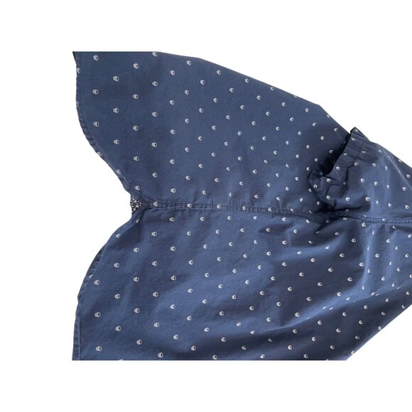 Denim & Flower Slim Fit Navy Short Sleeve Button-Up Shirt With Patterned Design - Picture 7 of 7